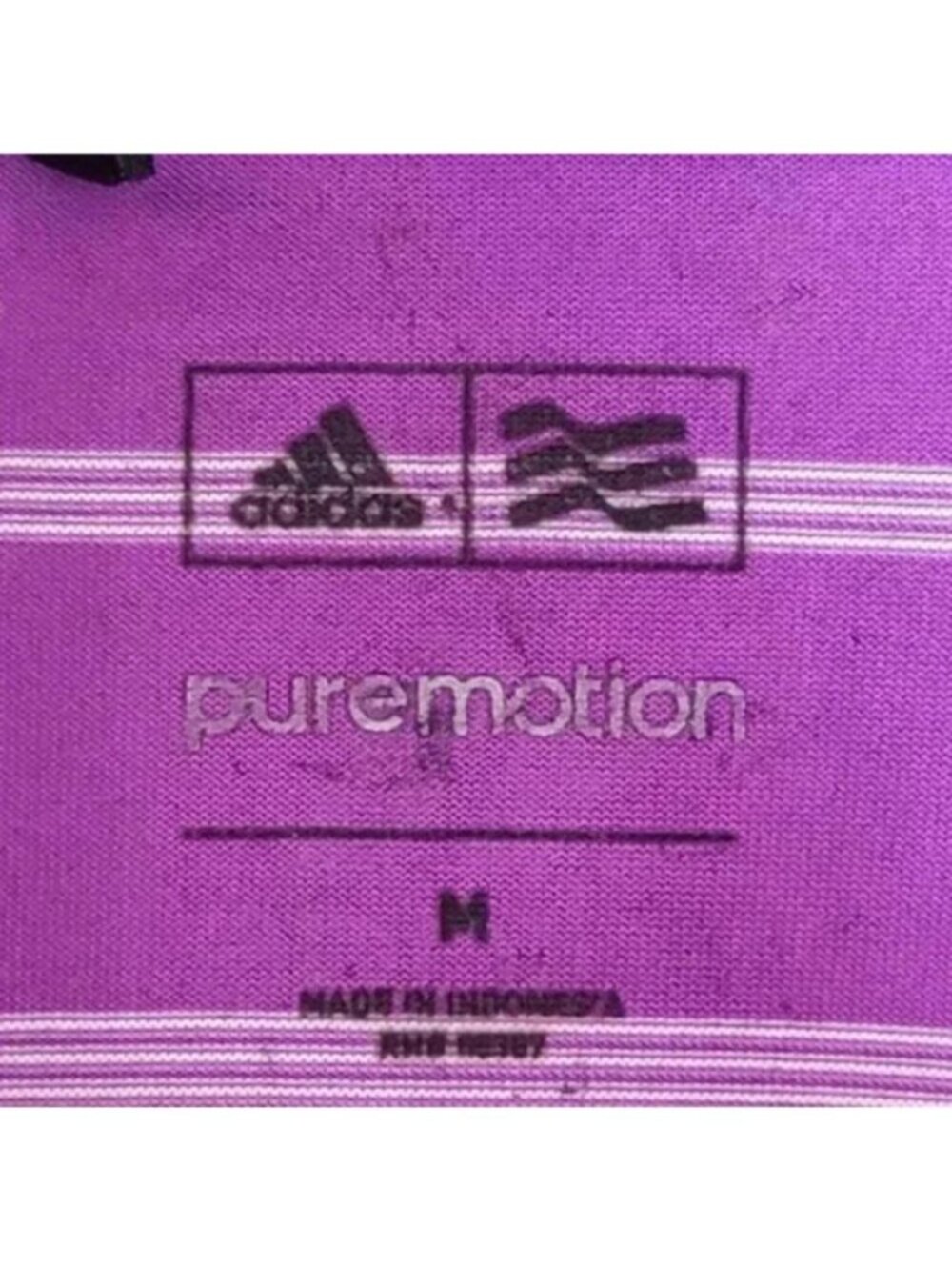 ADIDAS GOLF PURE MOTION MENS POLO SHIRT Size M Purple STRIPED - Picture 3 of 7